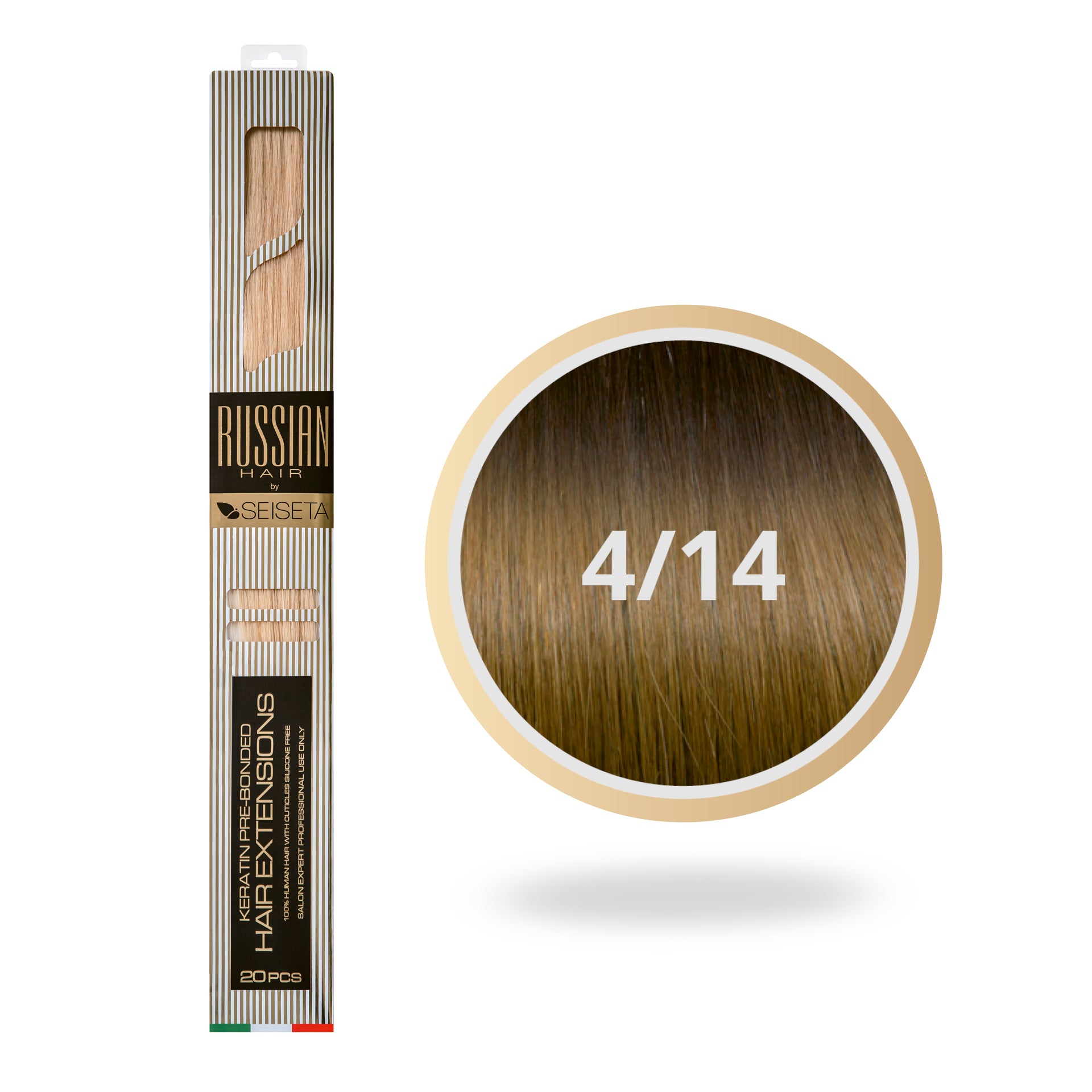 RUSSIAN HAIR OMBRE EXTENSIONS 4/14 DONKER KASTANJEBRUIN/BLOND
