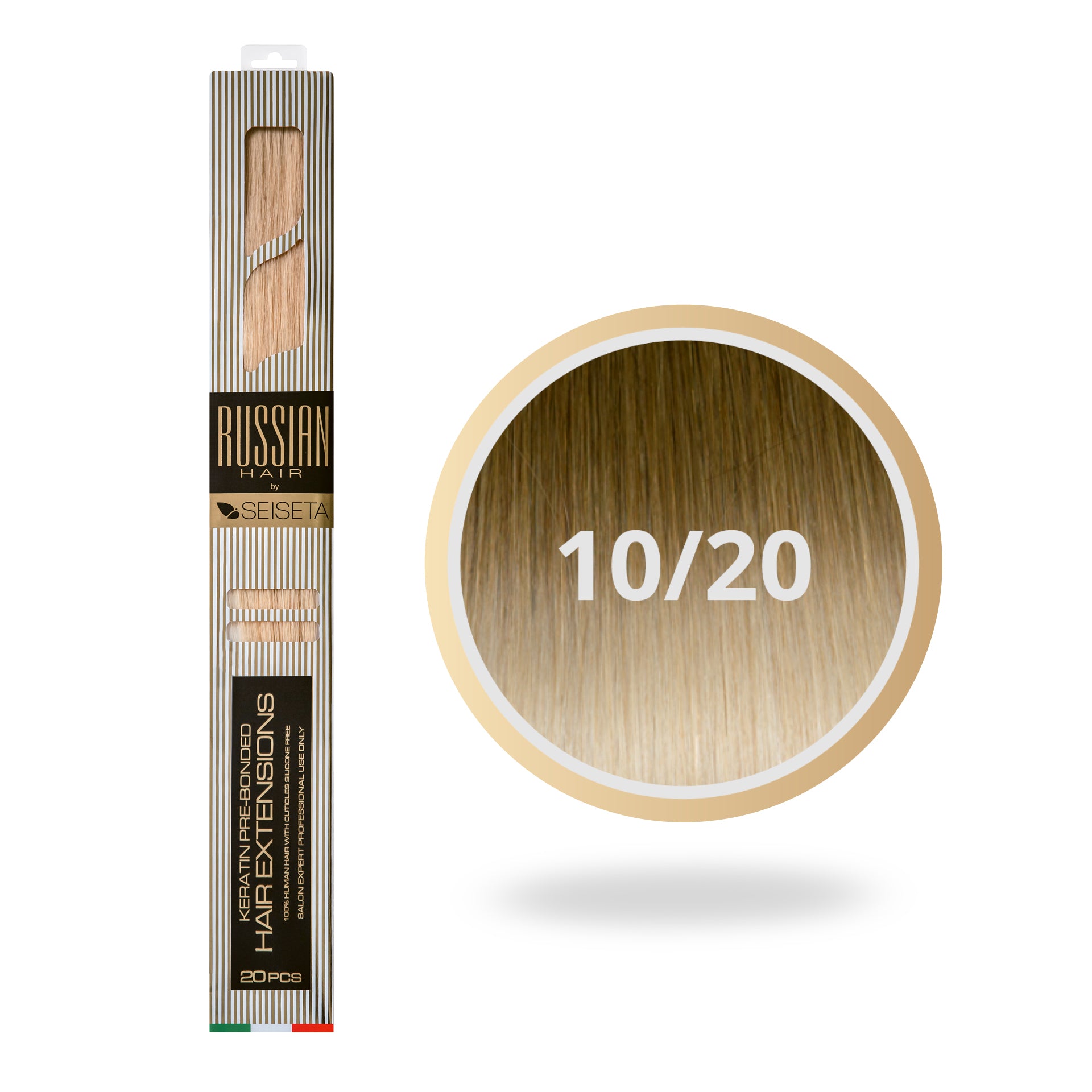 RUSSIAN HAIR OMBRE EXTENSIONS 10/20 DONKERBLOND/LICHTBLOND