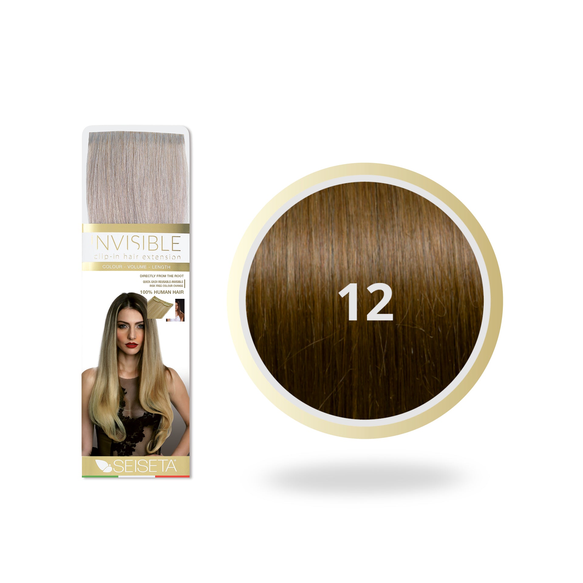 INVISIBLE CLIP-IN 12/DONKER GOUDBLOND