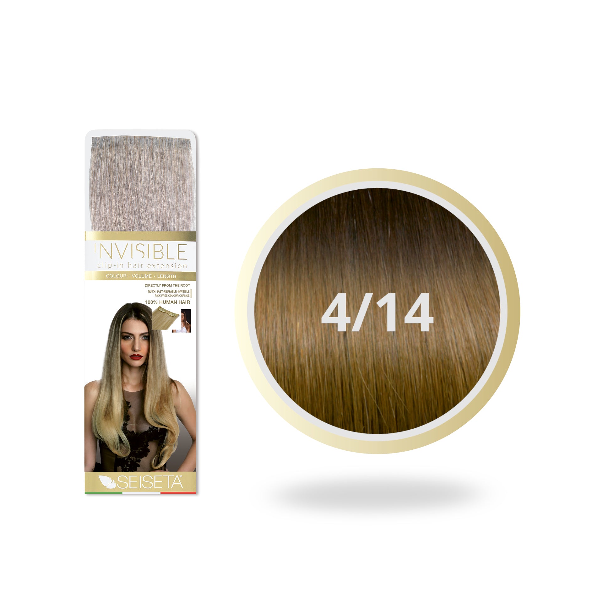 OMBRE INVISIBLE CLIP-IN 4/14 OMBRE DONKER KASTANJEBRUIN/BLOND