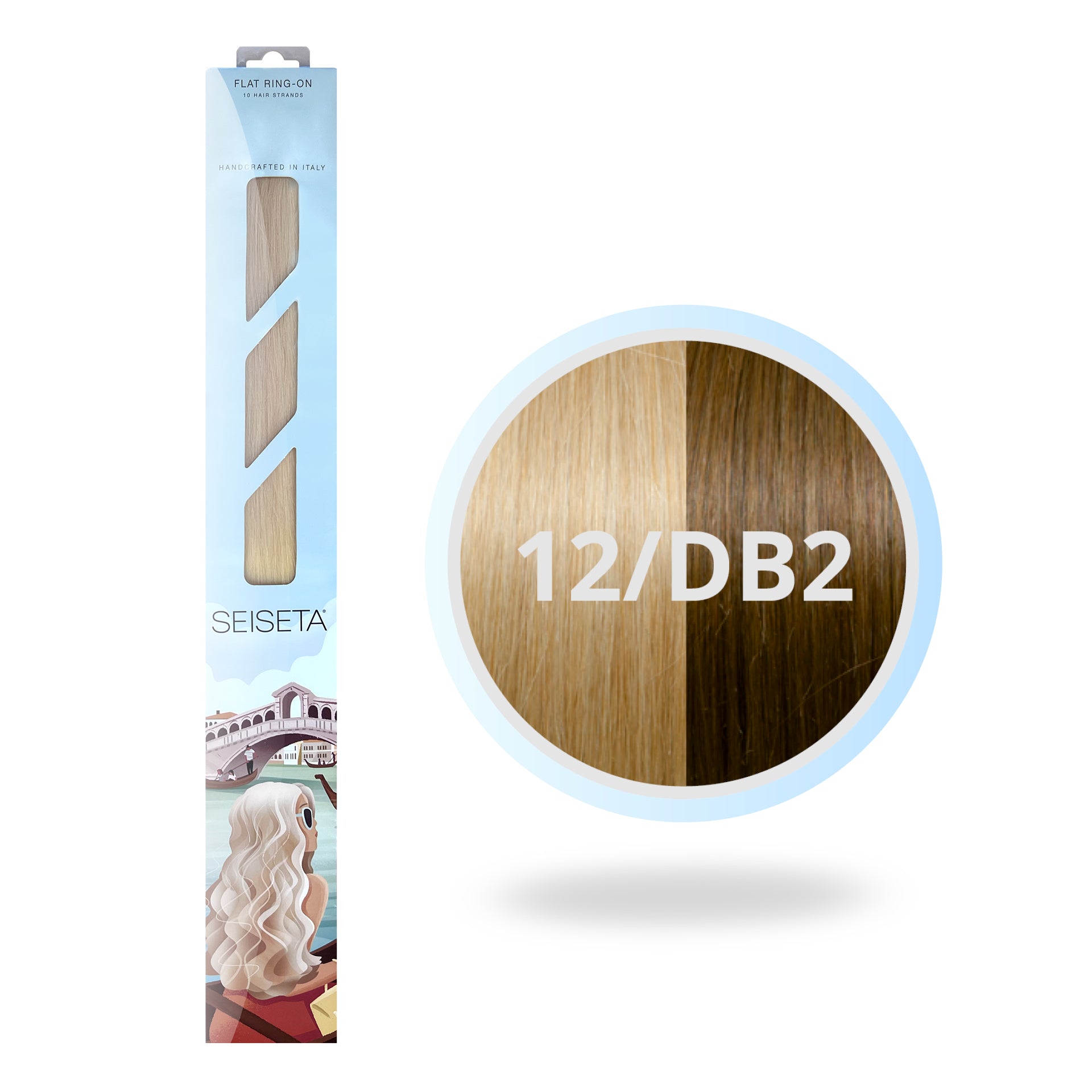 FLAT RING-ON 50 CM 12/DB2 DONKER GOUDBLOND/LICHT GOUDBLOND