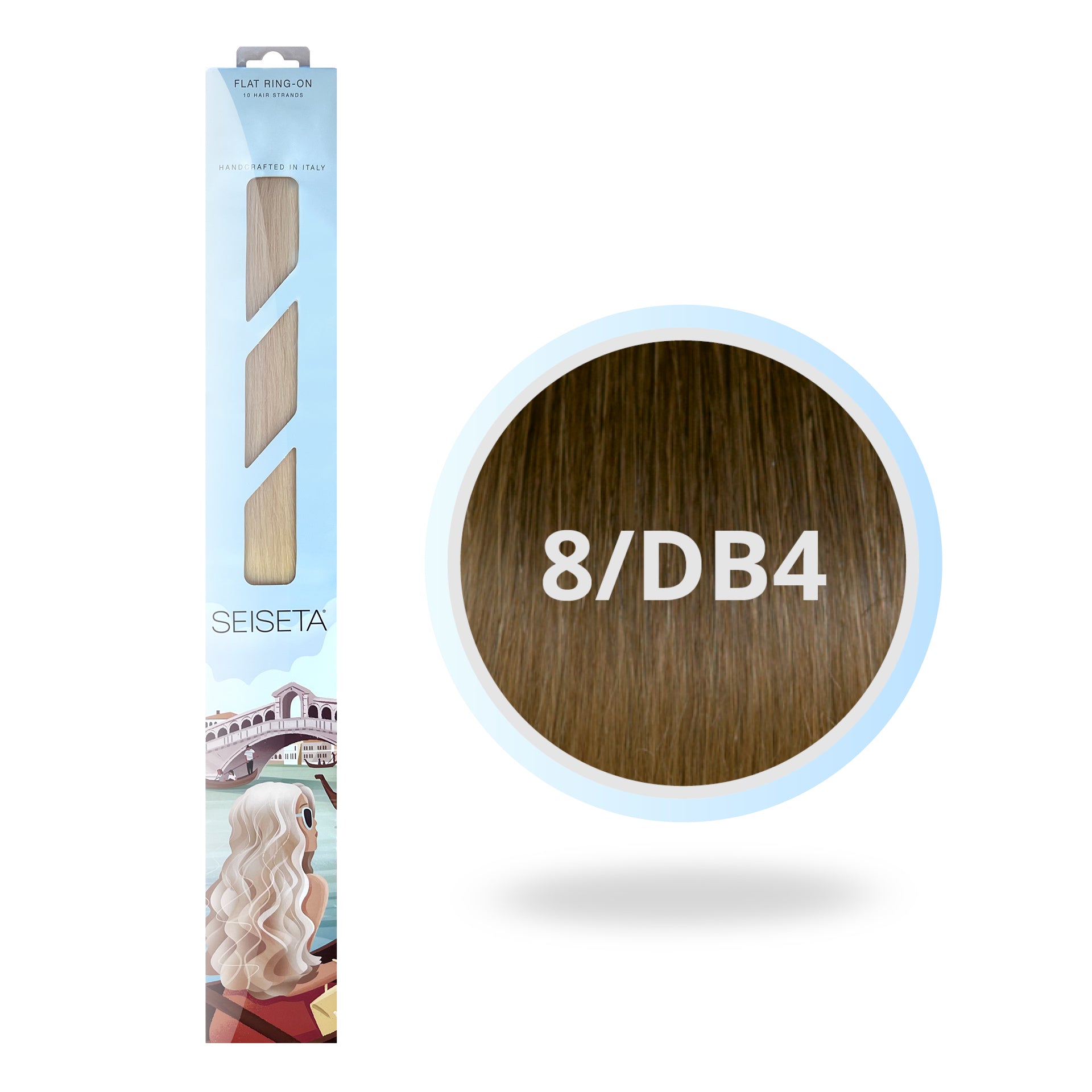 FLAT RING-ON OMBRE 50 CM 8/DB4 NATUURLIJK DONKERBLOND/GOUD