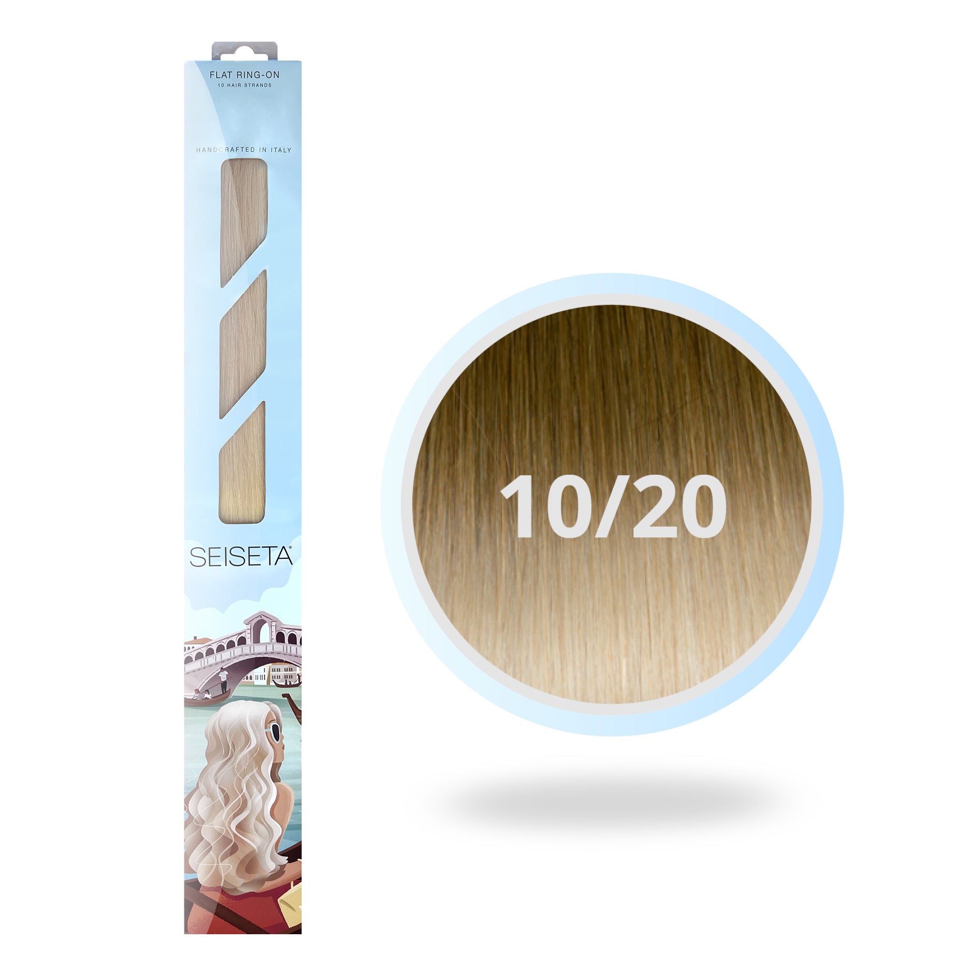 FLAT RING-ON OMBRE 50 CM 10/20 DONKERBLOND/LICHTBLOND