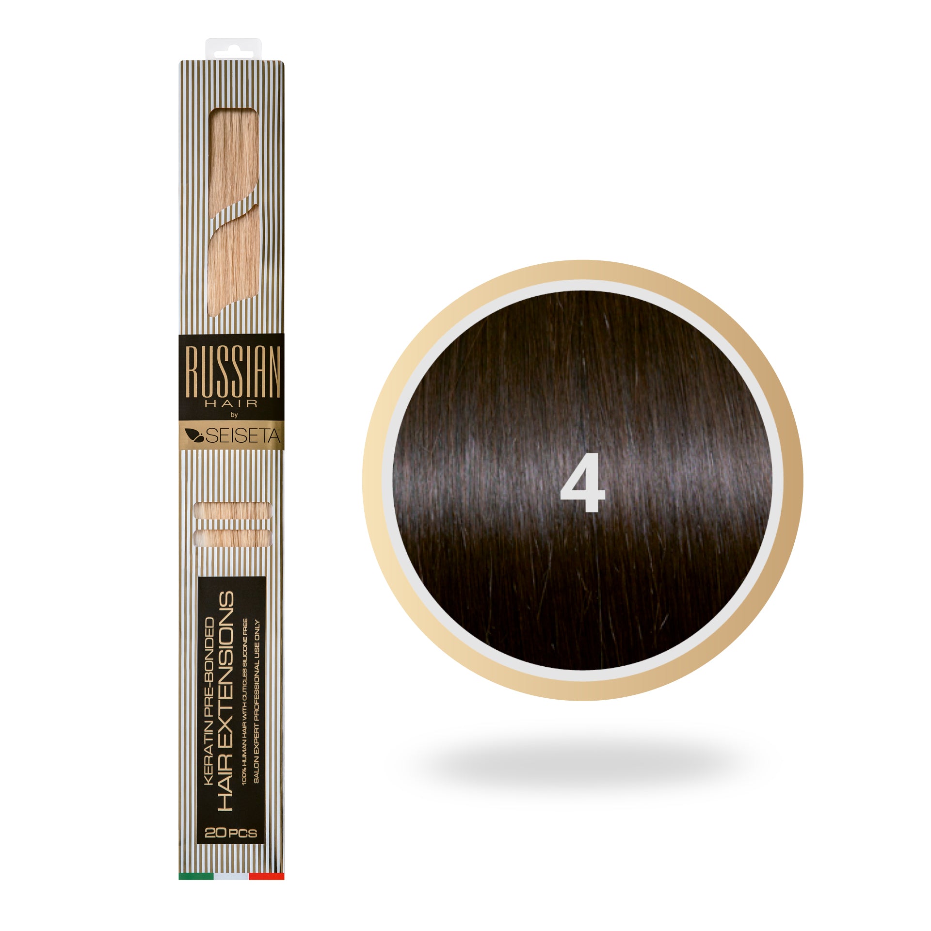 RUSSIAN HAIR EXTENSIONS 4/DONKER KASTANJEBRUIN