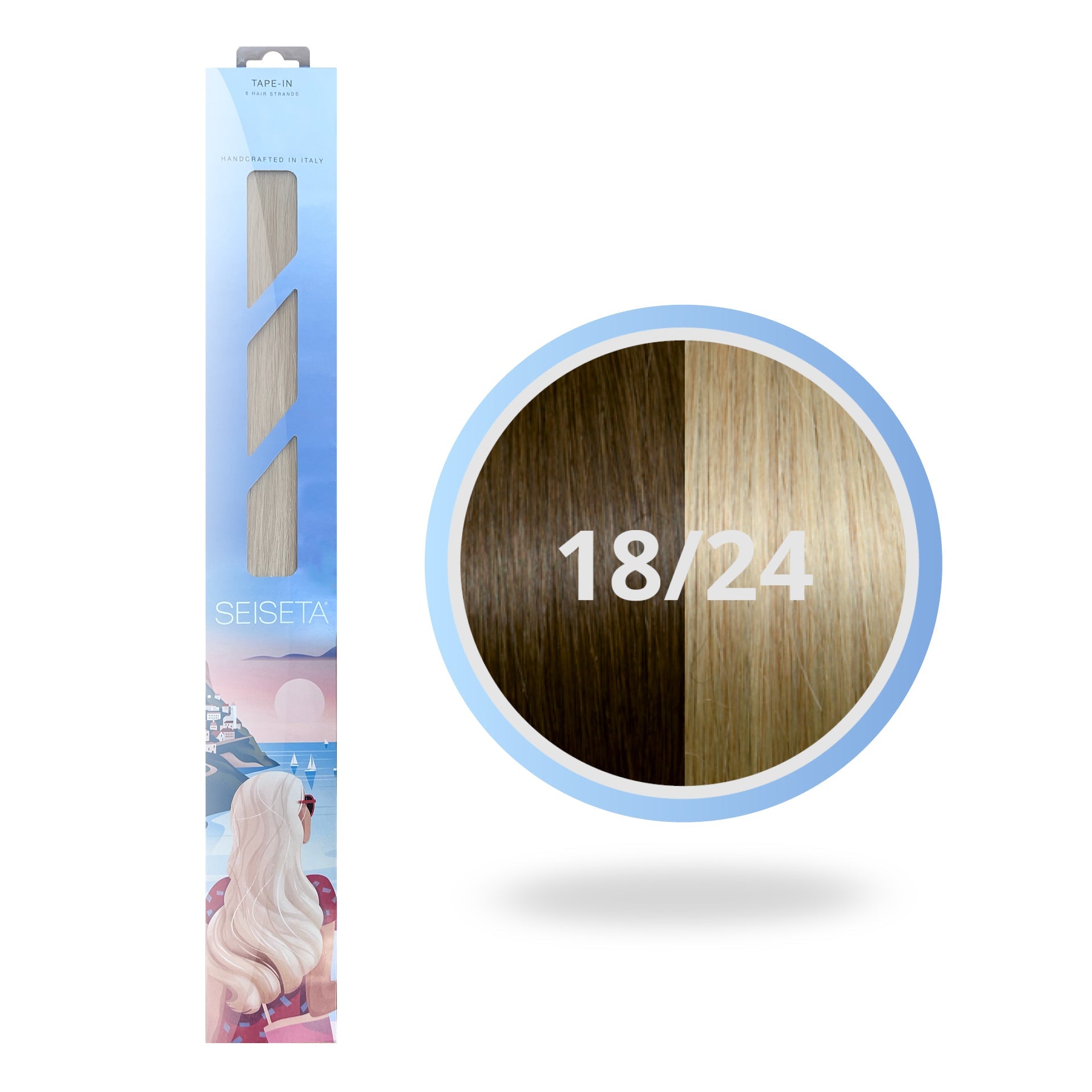 TAPE EXTENSIONS 50 CM 18/24 NATUURLIJK DONKERBLOND/INTENS ASBLOND