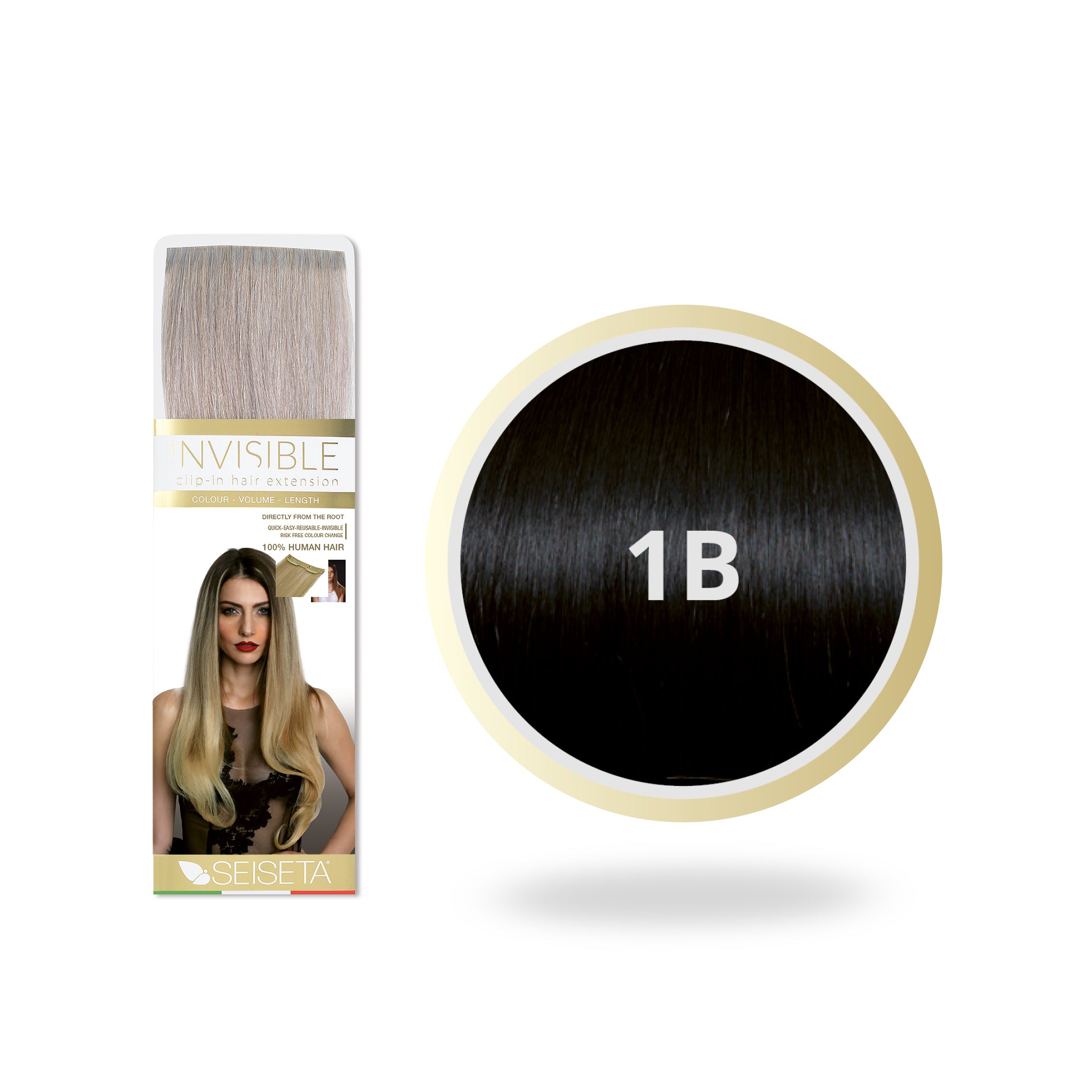 Seiseta Invisible Clip-In 1B/Zwart