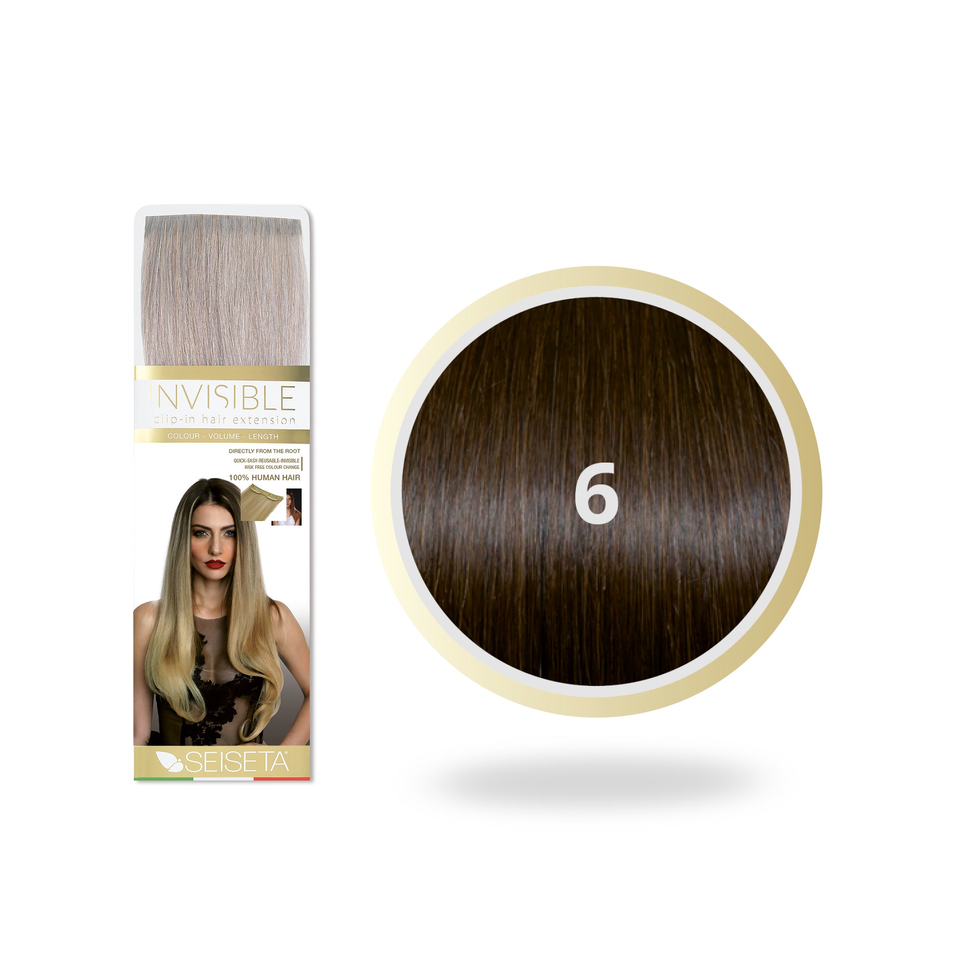 Seiseta Invisible Clip-In 6/Chocoladebruin
