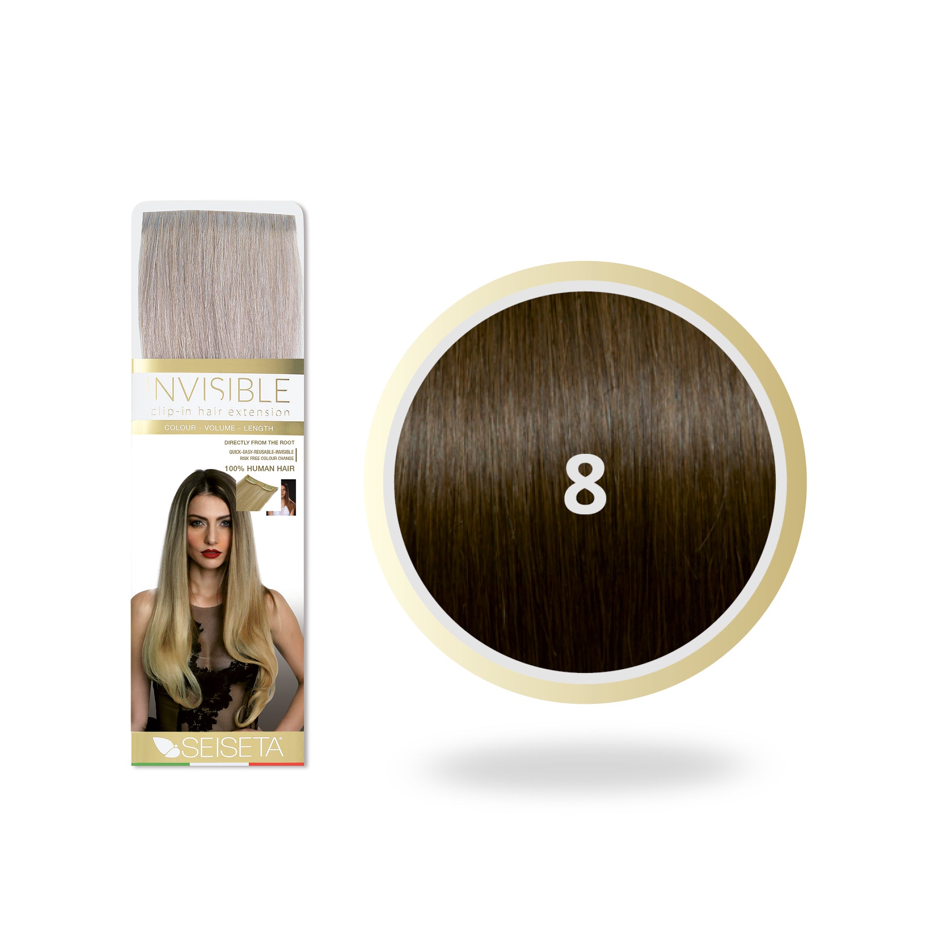 Seiseta Invisible Clip-In 8 Bruin