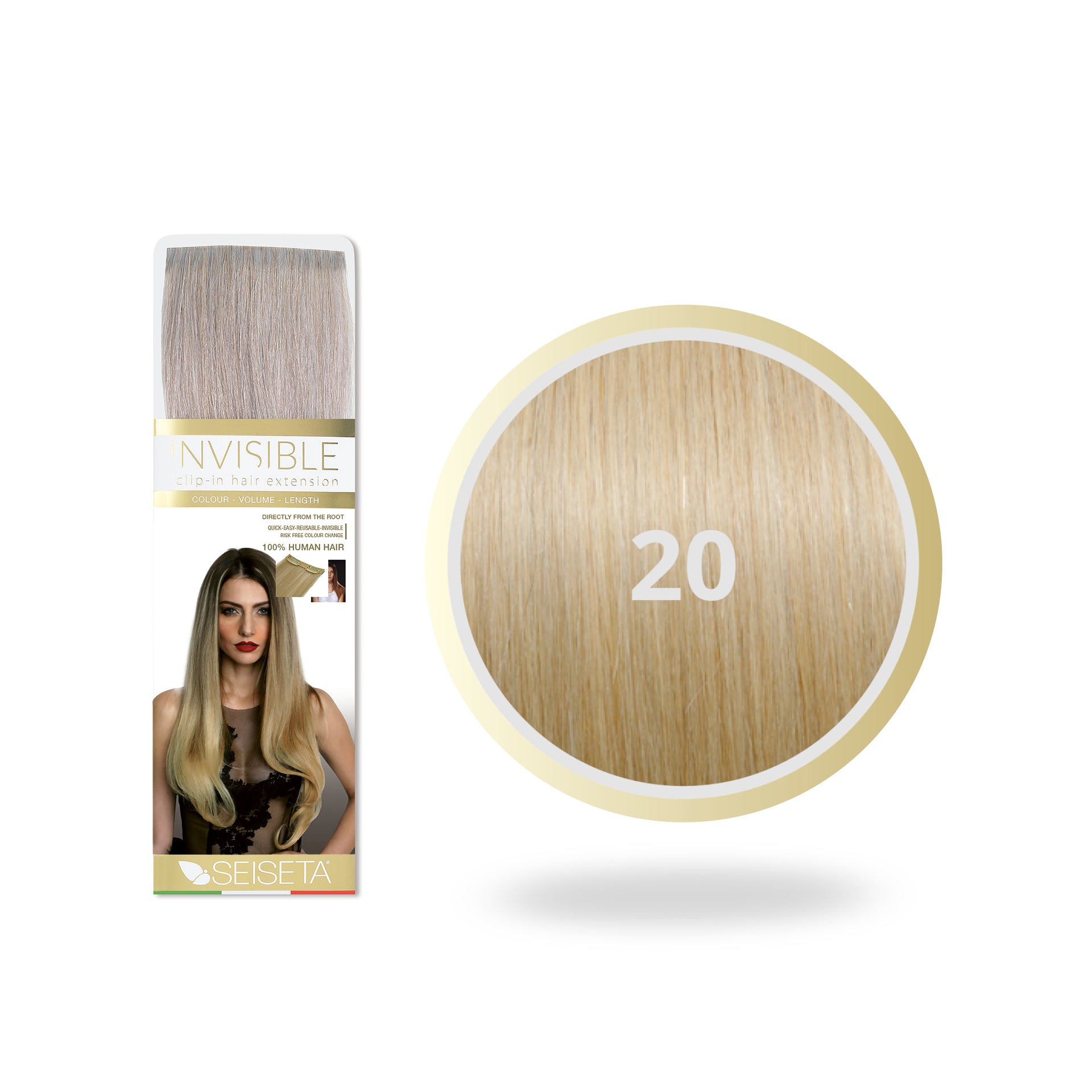 Seiseta Invisible Clip-In 20/Lichtblond