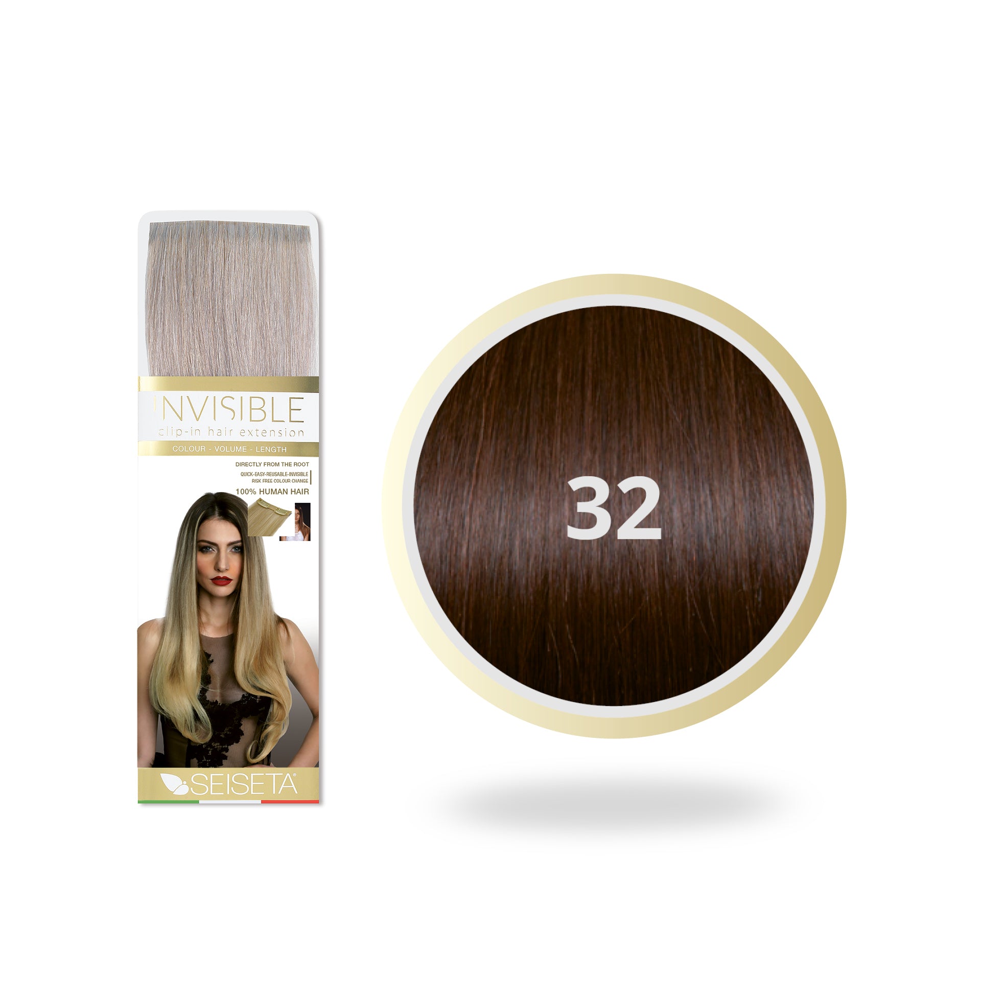 Seiseta Invisible Clip-In 32/Intens Mahonie
