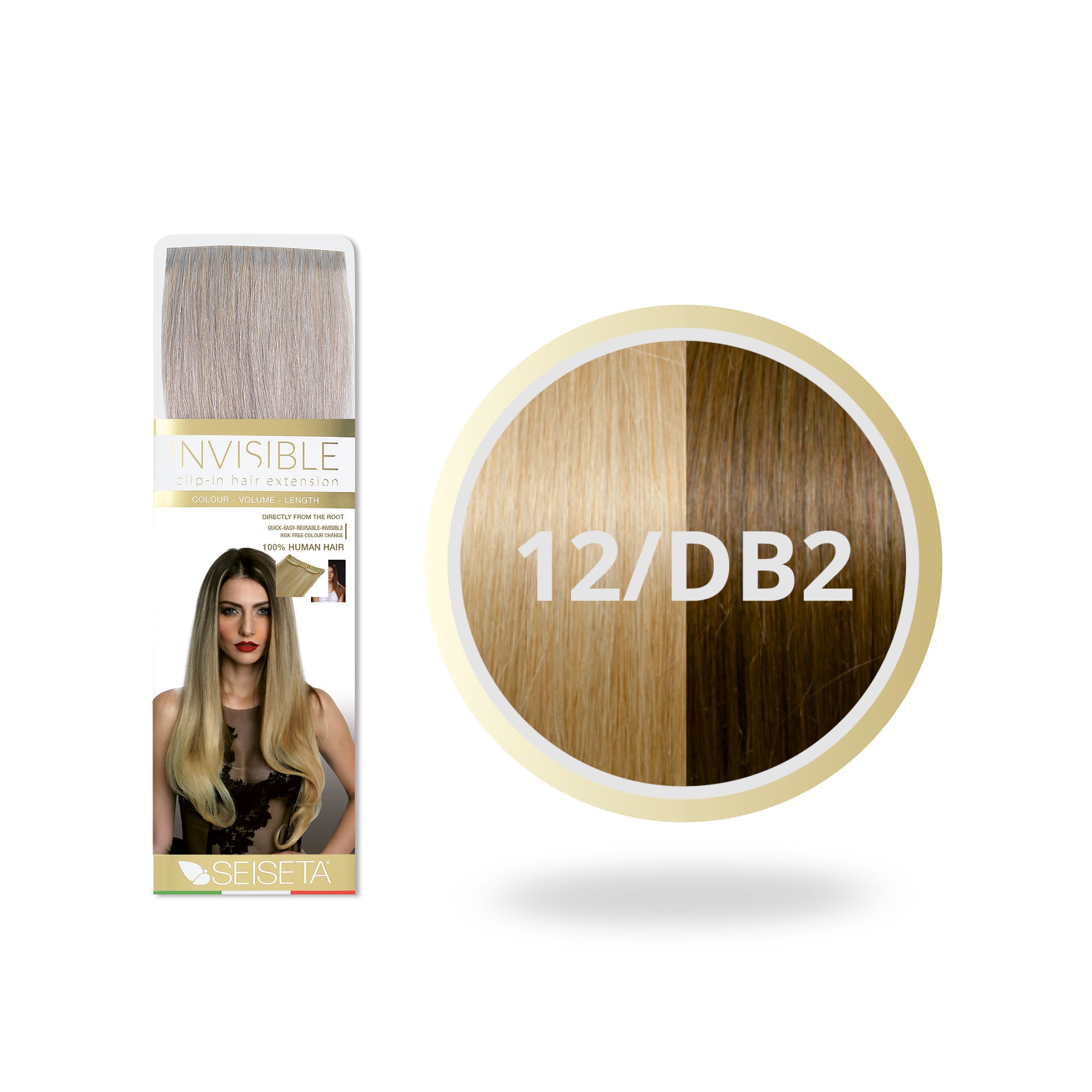 Seiseta Invisible Clip-In 12/DB2 Donker Goudblond/Licht Goudblond