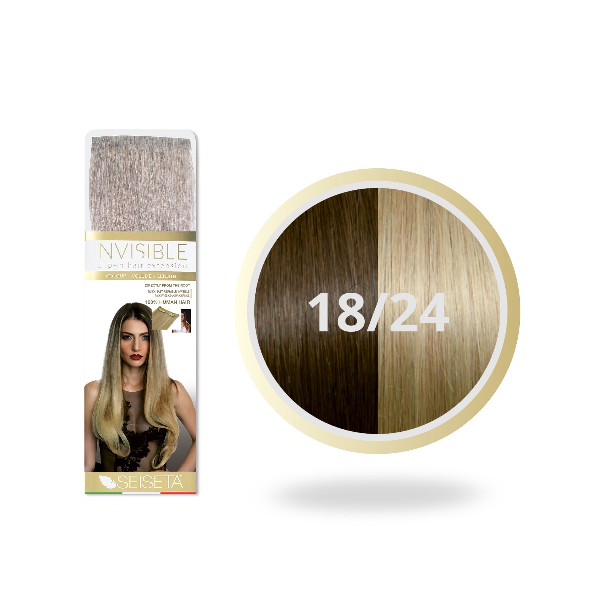 Seiseta Invisible Clip-In 18/24 Bruin/Intens Asblond