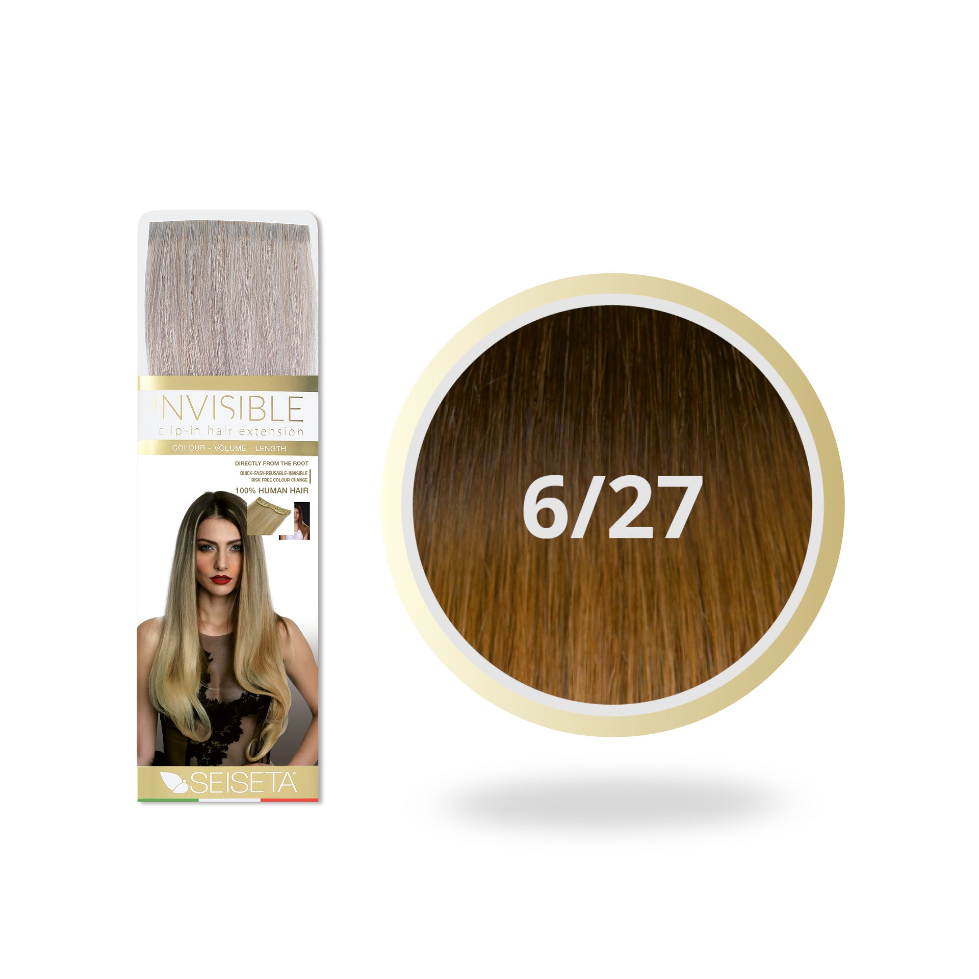 Seiseta Ombre Invisible Clip-In 6/27 Chocoladebruin/Midden Goudblond